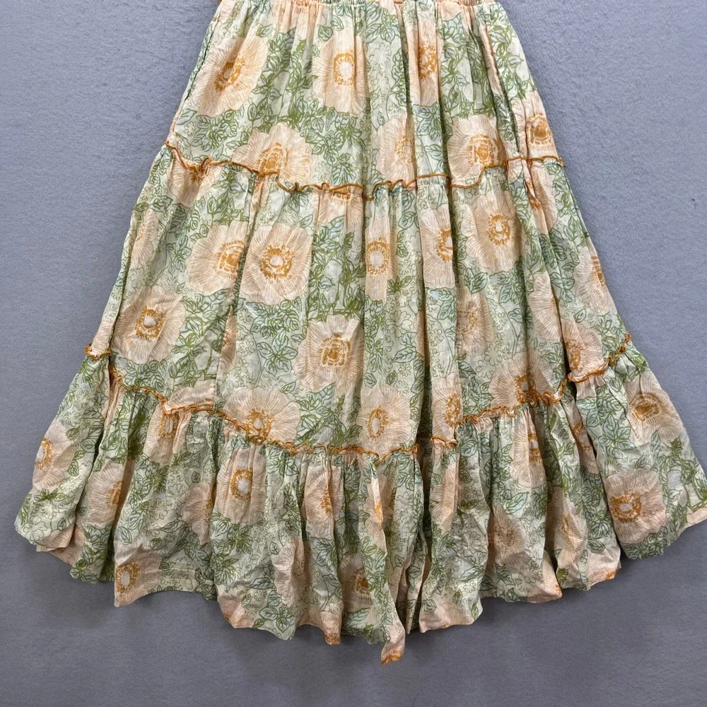 Free People Extratropical Maxi Dress Women M Ivory Combo Floral Smocked Boho NWT